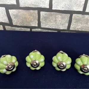 Green Polka Dot Ceramic Knobs